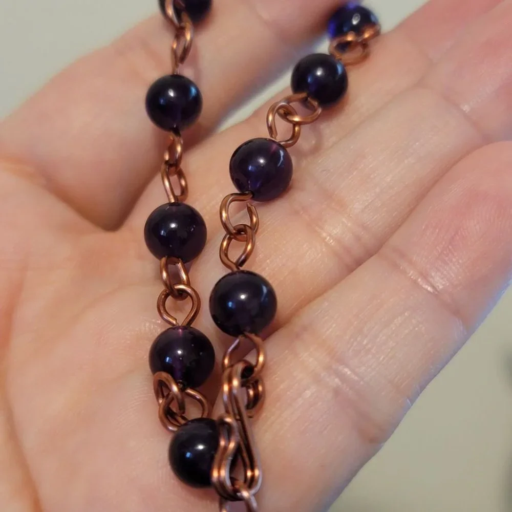 Amethyst Copper Chain Bracelet - Picture 4 of 5